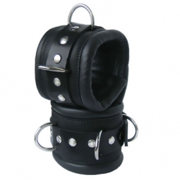 Padded Bondage Cuffs In Black Leather Padded Bondage Cuffs In Black Leather