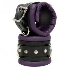 Padded Bondage Cuffs In Purple/Black Leather Padded Bondage Cuffs In Purple/Black Leather