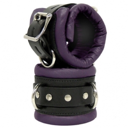 Padded Bondage Cuffs In Purple/Black Leather Padded Bondage Cuffs In Purple/Black Leather
