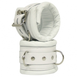 Padded Bondage Cuffs In White Leather Padded Bondage Cuffs In White Leather