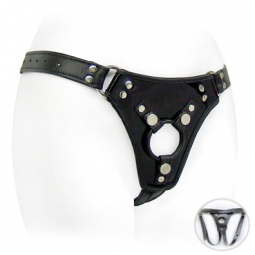 Shiny Black/Black Leather Low Rider Strap On Shiny Black/Black Leather Low Rider Strap On