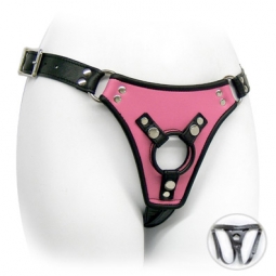 Pink/Black Leather Low Rider Strap On Pink/Black Leather Low Rider Strap On