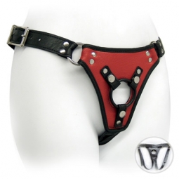 Red/Black Leather Low Rider Strap On Red/Black Leather Low Rider Strap On
