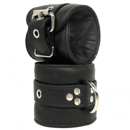 Padded Bondage Cuffs In Black Leather Padded Bondage Cuffs In Black Leather