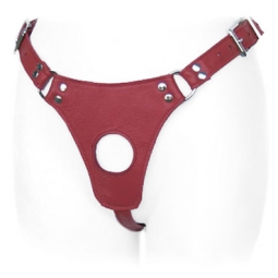 Red Leather Single Strap Strap On Red Leather Single Strap Strap On