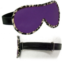 Purple Leather Blindfold - Leopard Piping Purple Leather Blindfold - Leopard Piping