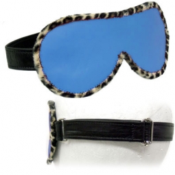 UBlue Leather Blindfold - Leopard Piping UBlue Leather Blindfold - Leopard Piping