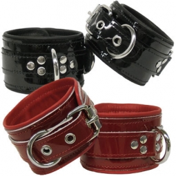 Leather Lined Shiny Patent BDSM Cuffs Leather Lined Shiny Patent BDSM Cuffs
