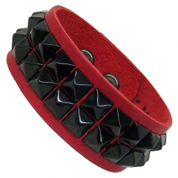 Red Armband With Black Pyramid Studs Red Armband With Black Pyramid Studs