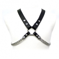 Black Leather And Shiny Chain Harness Black Leather And Shiny Chain Harness