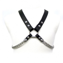 Black Leather And Shiny Chain Harness Black Leather And Shiny Chain Harness