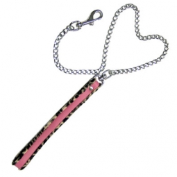 Pink Leash With Leopard Piping Pink Leash With Leopard Piping