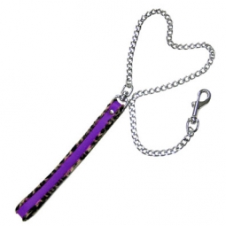 Purple Leash With Leopard Piping Purple Leash With Leopard Piping