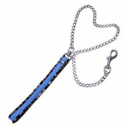 Ultra Blue Leash With Leopard Piping Ultra Blue Leash With Leopard Piping