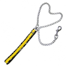 Yellow Leash With Leopard Piping Yellow Leash With Leopard Piping