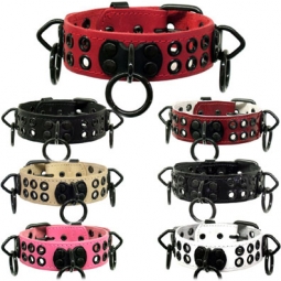Leather Collar With Eyelets And Rings Leather Collar With Eyelets And Rings