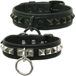 Black Leather Pyramid Studded Collar Black Leather Pyramid Studded Collar
