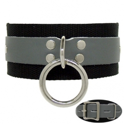 Leather And Nylon Webbing BDSM Collar Leather And Nylon Webbing BDSM Collar