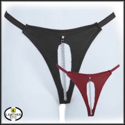 G String With Open Crotch & Chain | Red | Black | G String With Open Crotch & Chain | Red | Black |