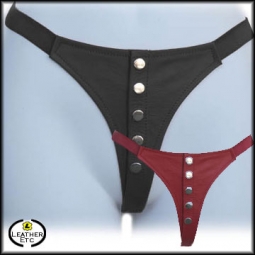 Leather G String With Snaps | Red | Black | Leather G String With Snaps | Red | Black |