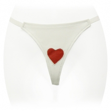 White Leather G String With Red Heart White Leather G String With Red Heart