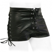 Front And Side Lace Leather Shorts Front And Side Lace Leather Shorts