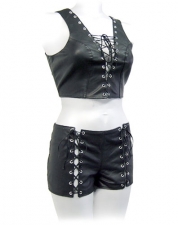 Leather Shorts With Front And Back Laces Leather Shorts With Front And Back Laces