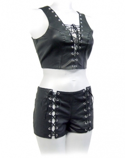 Leather Shorts With Front And Back Laces Leather Shorts With Front And Back Laces