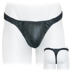 Leather Thong With Elastic Fabric Back Leather Thong With Elastic Fabric Back