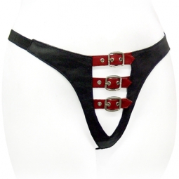 Blk/Red Leather G String With Buckles Blk/Red Leather G String With Buckles