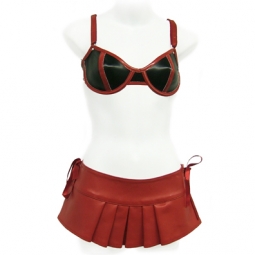 PVC Bra In Black With Red Piping PVC Bra In Black With Red Piping