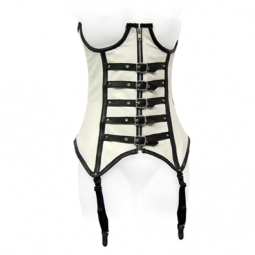 Daring Corset In White/Black Leather Daring Corset In White/Black Leather
