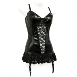 Corset In Black PVC and Black Lace Corset In Black PVC and Black Lace