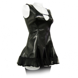 Lace Trim Dress In Black PVC Lace Trim Dress In Black PVC
