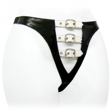 G String In Black PVC - White Straps G String In Black PVC - White Straps