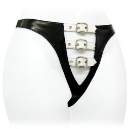 G String In Black PVC - White Straps G String In Black PVC - White Straps
