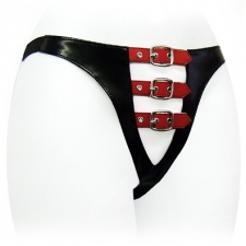 G String In Black PVC - Red Straps G String In Black PVC - Red Straps