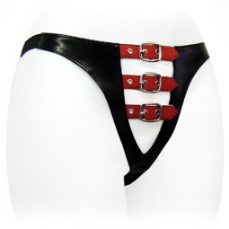 G String In Black PVC - Red Straps G String In Black PVC - Red Straps