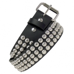 Three Row Round Stud Leather Belt Three Row Round Stud Leather Belt