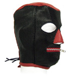 Hood In Perforated Blk/Red Leather - Zipper Mouth