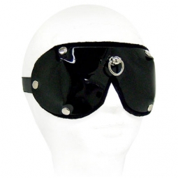 Shiny Black Padded Blindfold With Ring Shiny Black Padded Blindfold With Ring