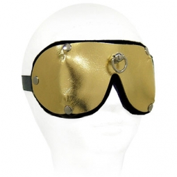 Gold Leather Padded Blindfold With Ring Gold Leather Padded Blindfold With Ring