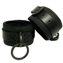 Leather Bondage Cuffs - Neoprene Padded Leather Bondage Cuffs - Neoprene Padded