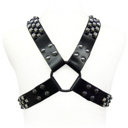 Black And Chrome Pyramid Studded Harness Black And Chrome Pyramid Studded Harness