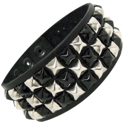 Black And Chrome Pyramid Studded Armband Black And Chrome Pyramid Studded Armband
