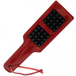 Shiny Red Slapper With Black Pyramids Shiny Red Slapper With Black Pyramids