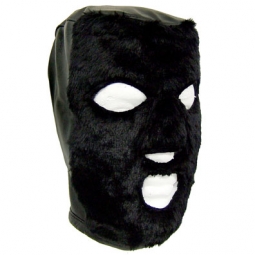 Slave Hood In Black Leather And Black Fleece Slave Hood In Black Leather And Black Fleece