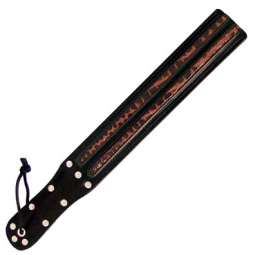 Black Leather Slapper With Exotic Cosmo Inlay Black Leather Slapper With Exotic Cosmo Inlay