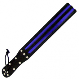 Black Leather Slapper With Metallic Blue Inlay Black Leather Slapper With Metallic Blue Inlay