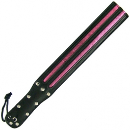 Black Leather Slapper With Exotic Pink Inlay Black Leather Slapper With Exotic Pink Inlay